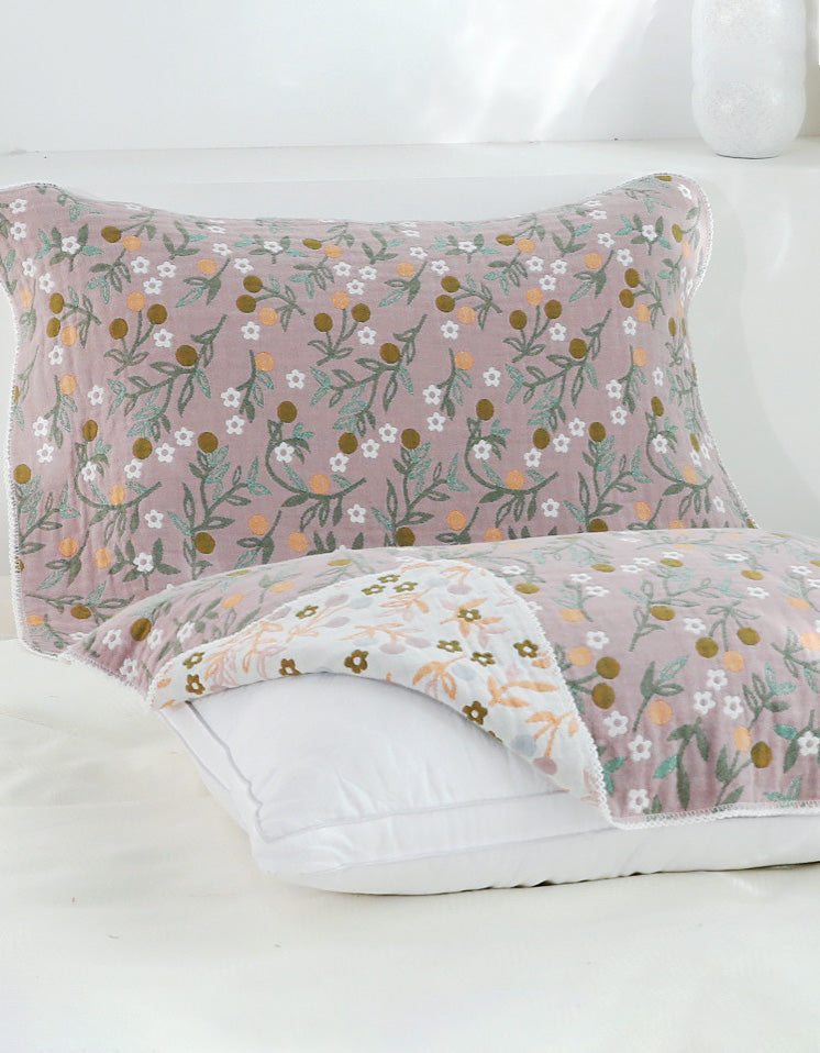 Funda de almohada de gasa de algodón con diseño floral (2 piezas)