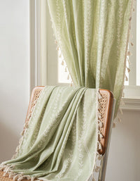 Countryside Style Floral Rustic Printed Curtain with Tassel