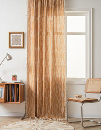 Countryside Style Floral Rustic Printed Curtain with Tassel