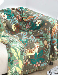 Forest Tiger Pattern Reversible Gauze Bedcover Sofa Blanket