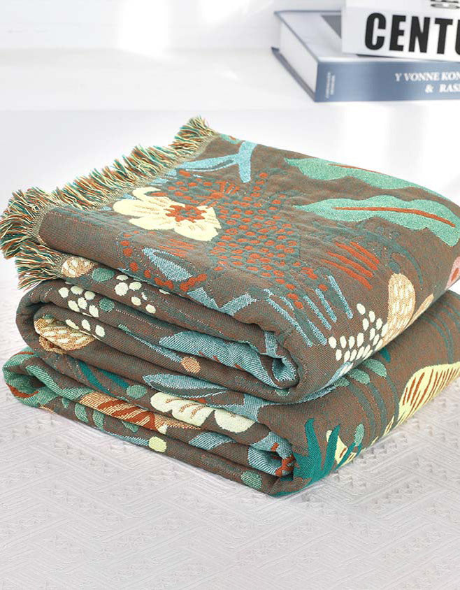 Forest Tiger Pattern Reversible Gauze Bedcover Sofa Blanket