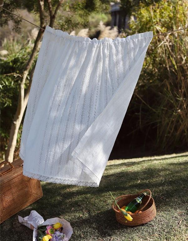 French Openwork White Lace Cotton Curtains