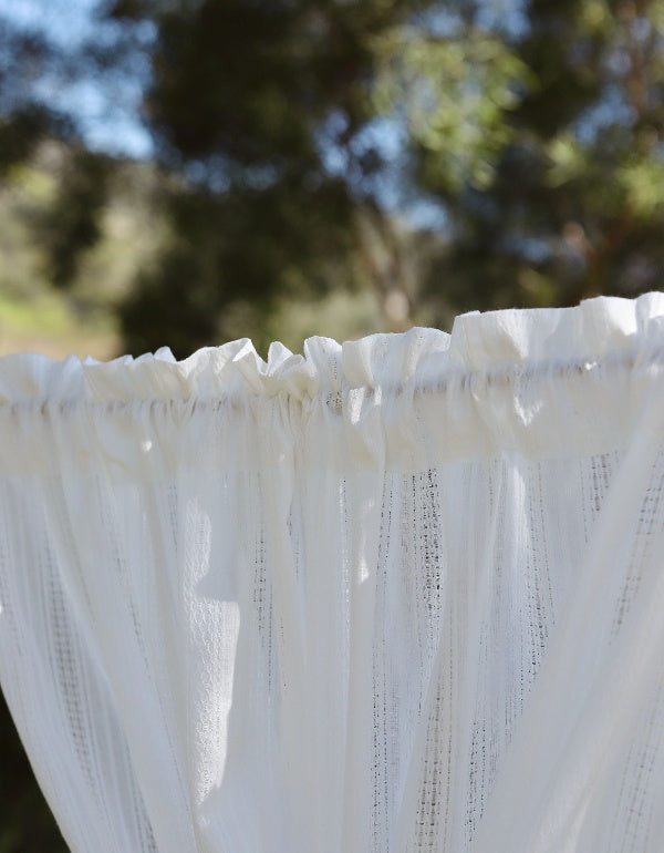 Cortinas de algodón con encaje blanco calado francés