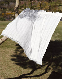 Cortinas de algodón con encaje blanco calado francés