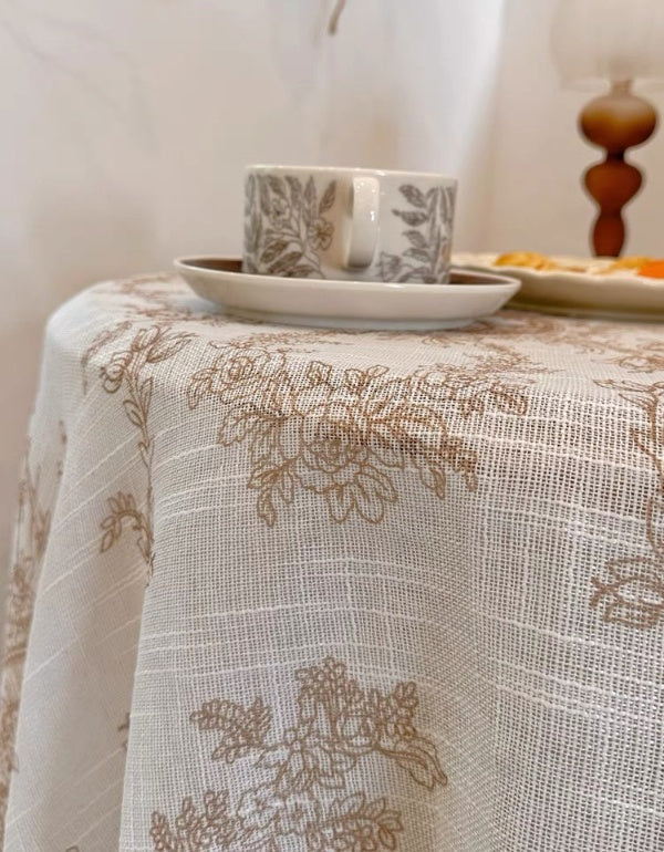 Nappe en lin avec dentelle croisée rétro française