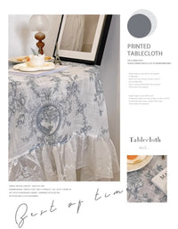 French Retro Lace Cross Linen Table Cloth