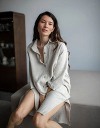 French Style Loose Mid-length Linen Shirt Dress