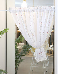 Rod Packet Rattan Small Flower Embroidery Half Curtains