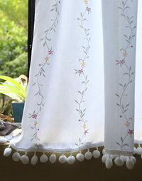 Rod Packet Rattan Small Flower Embroidery Half Curtains