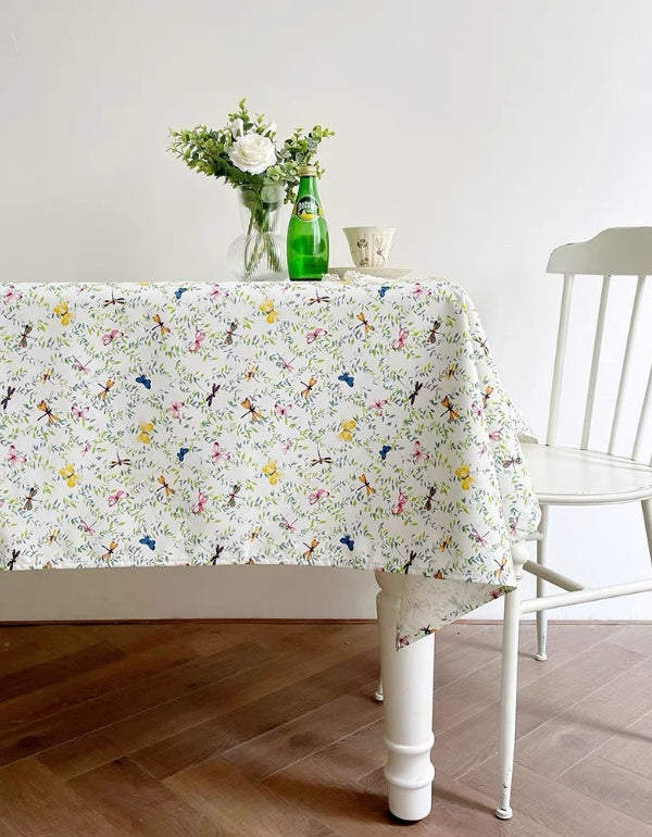 Fresh Dragonfly Butterfly Waterproof Table Cloth