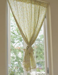 Cortinas de algodón con estampado floral amarillo de estilo fresco