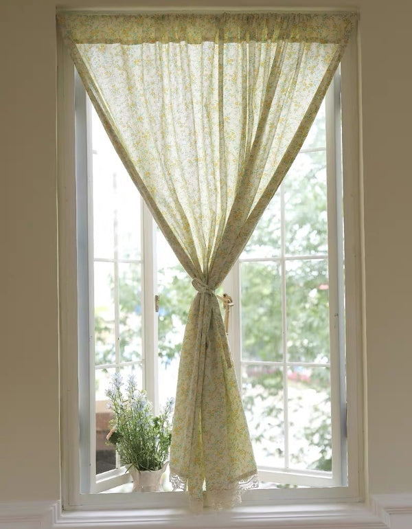 Fresh Style Yellow Floral Cotton Curtains