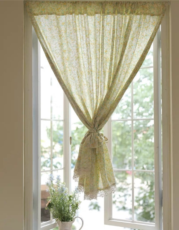 Fresh Style Yellow Floral Cotton Curtains