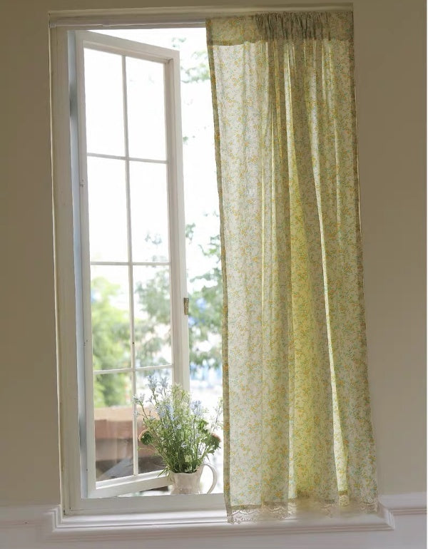 Fresh Style Yellow Floral Cotton Curtains