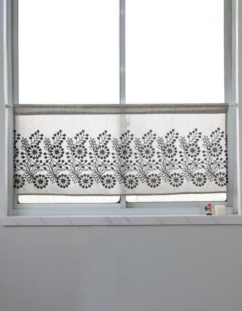 Half Style Embroidery Linen Curtains