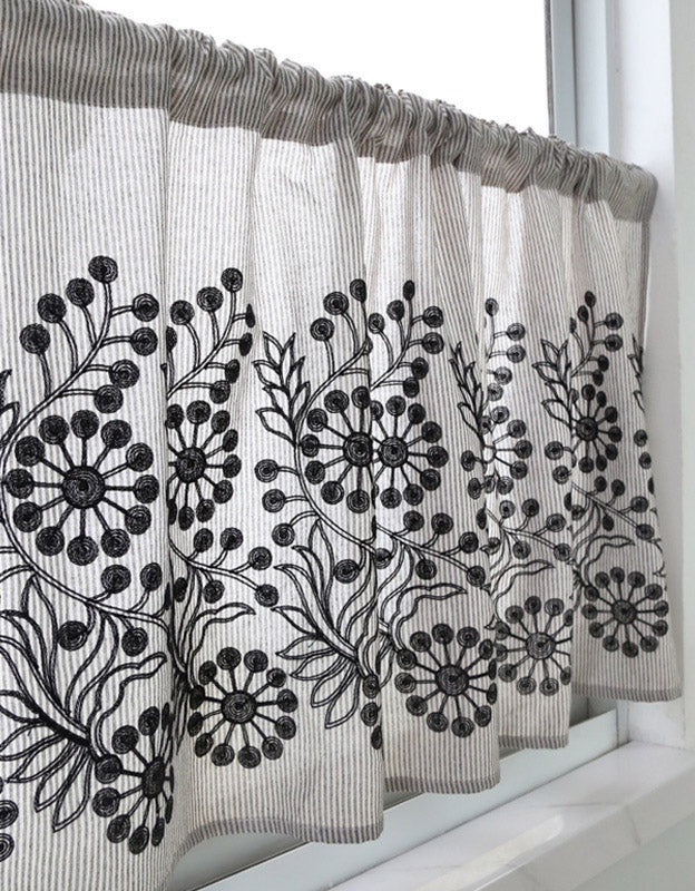 Half Style Embroidery Linen Curtains