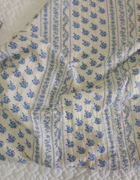 Handcrafted Cotton Blanket with Blue Floral Print