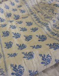 Handcrafted Cotton Blanket with Blue Floral Print