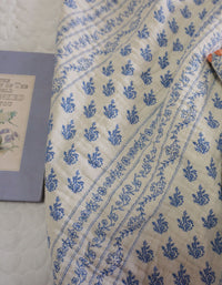 Handcrafted Cotton Blanket with Blue Floral Print