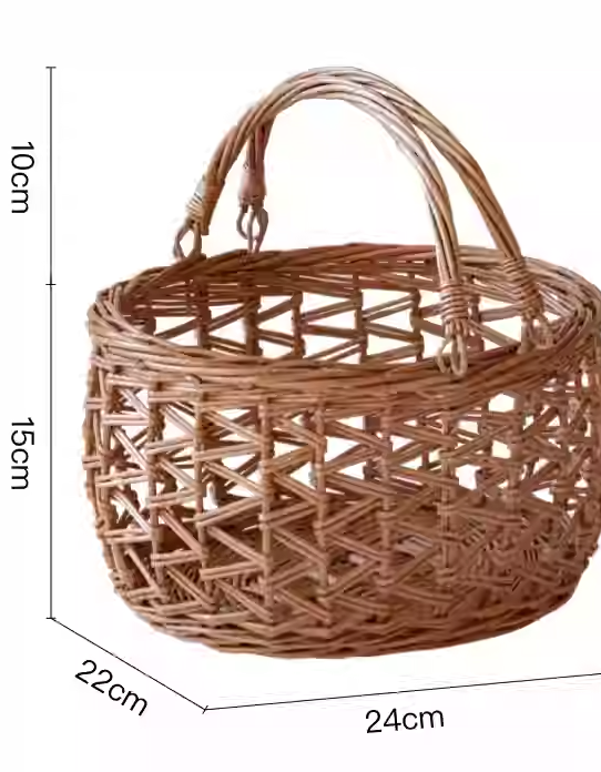 Cesta de almacenamiento funcional decorativa de mimbre tejida a mano