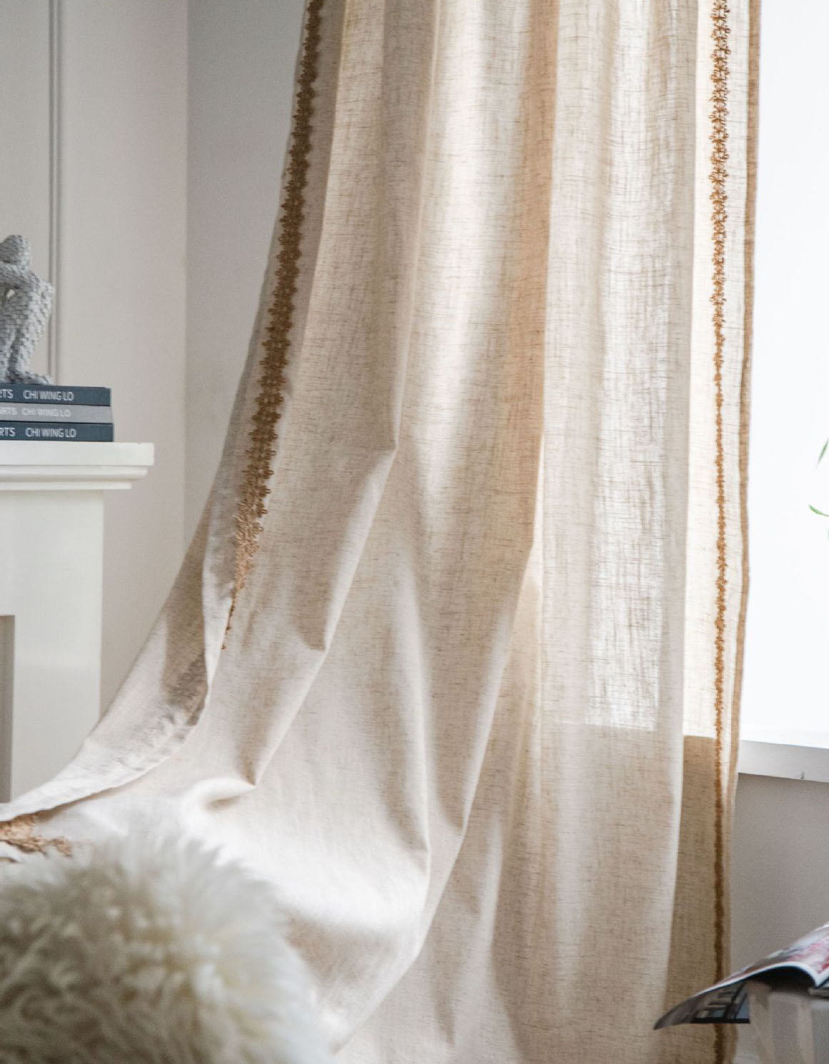 Hemp Lace Edge Cotton Linen Curtains