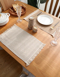 Lot de 2 sets de table isolants en jute avec pompons 