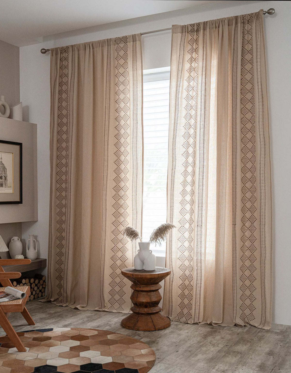 Italian Style Linen Cotton Embroidery Curtains