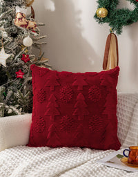 Housse de coussin en jacquard avec flocons de neige et sapin de Noël