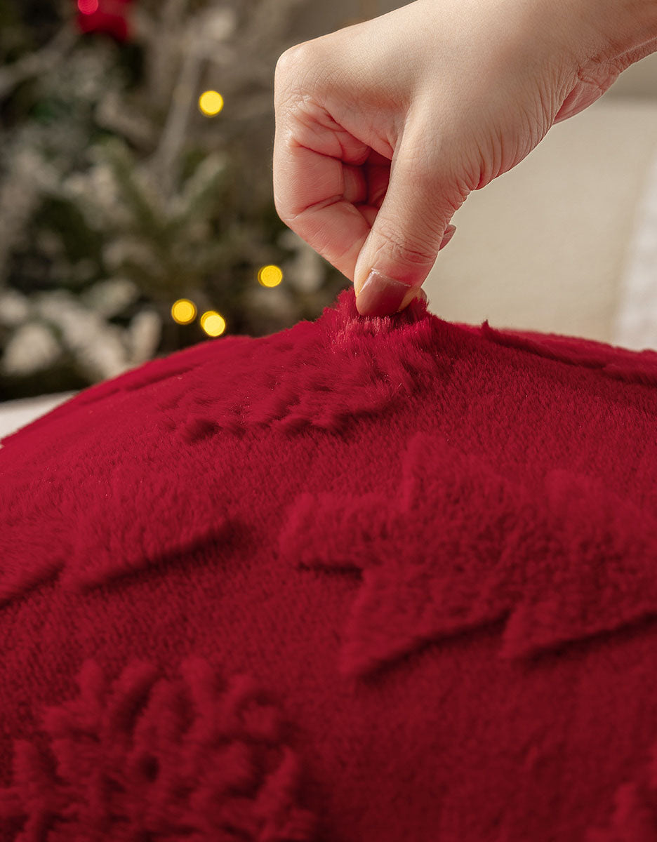 Housse de coussin en jacquard avec flocons de neige et sapin de Noël