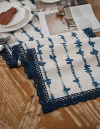 Lace Edge China Blue Dyed Table Runner