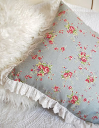 Lace Edge Pastoral Style Floral Cushion Cover