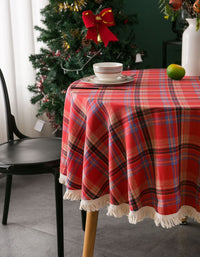 Grande nappe ronde à carreaux vichy pour table de salle à manger de Noël 