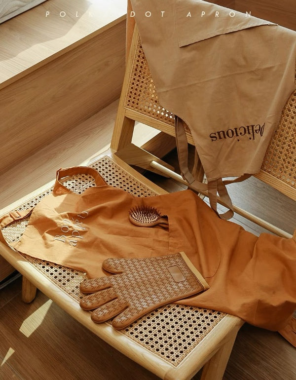 Tablier de cuisine imperméable en pur coton avec bretelles brodées et lettres