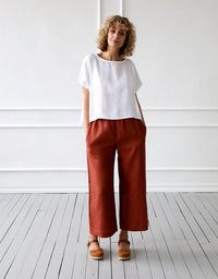 Linen Casual Elastic Waist Wide Leg Pants