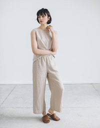 Linen Casual Elastic Waist Wide Leg Pants