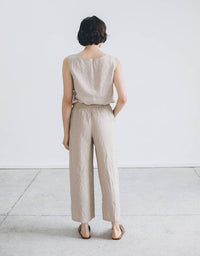 Linen Casual Elastic Waist Wide Leg Pants