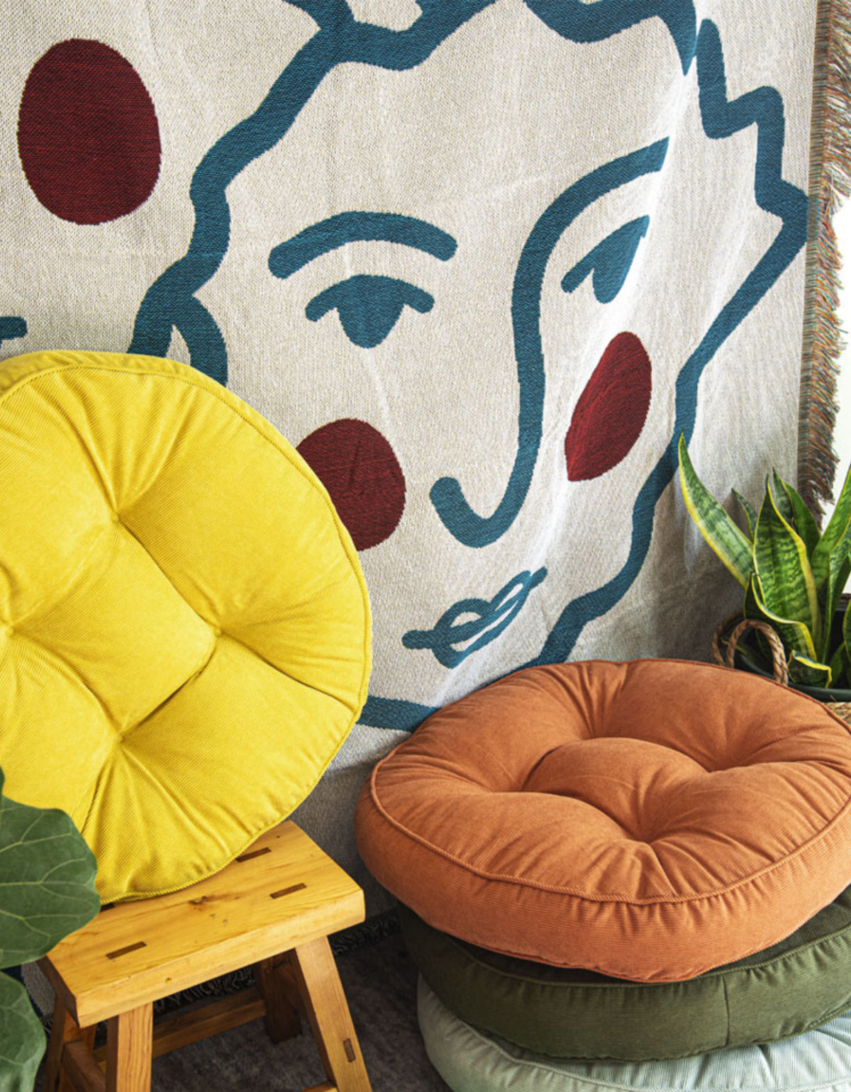 Coussin de sol rond, épais et confortable pour salon