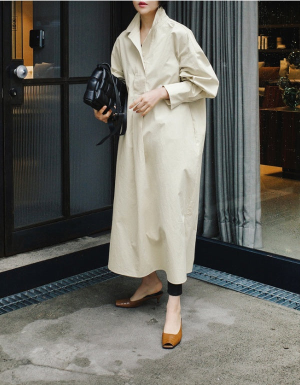 Long Loose Cotton Shirt Dress