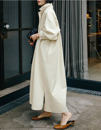 Long Loose Cotton Shirt Dress