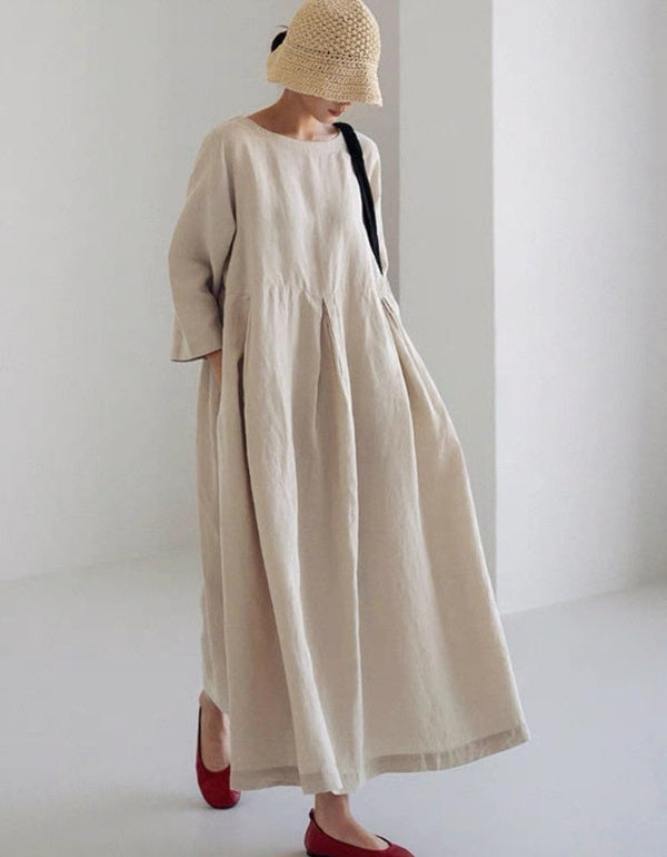 Loose Casual Linen A-Line Pocket Dress