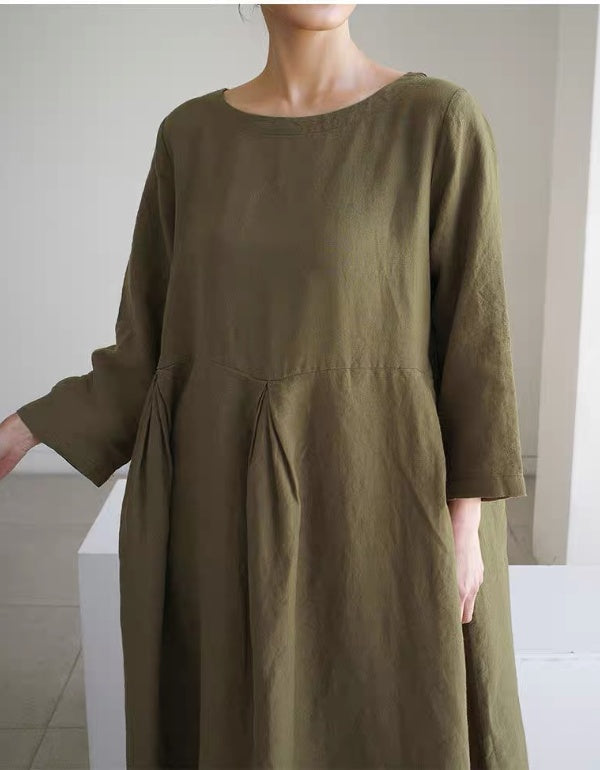 Robe ample décontractée en lin avec poches