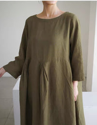 Loose Casual Linen A-Line Pocket Dress