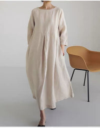 Loose Casual Linen A-Line Pocket Dress