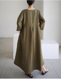 Loose Casual Linen A-Line Pocket Dress