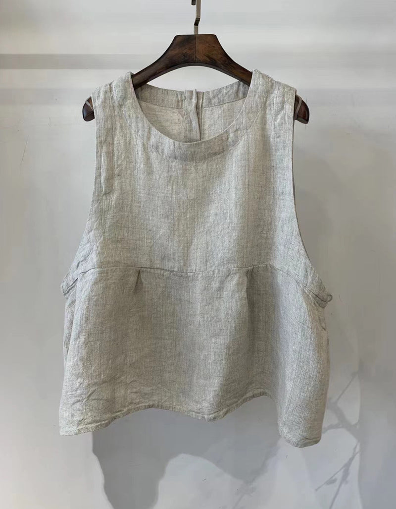 Loose Versatile Linen Sleeveless Vest for Women