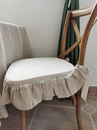 Coussin de chaise en lin avec dentelle de lotus 