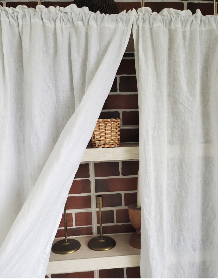 Cortinas de lino con encaje de loto para puerta 