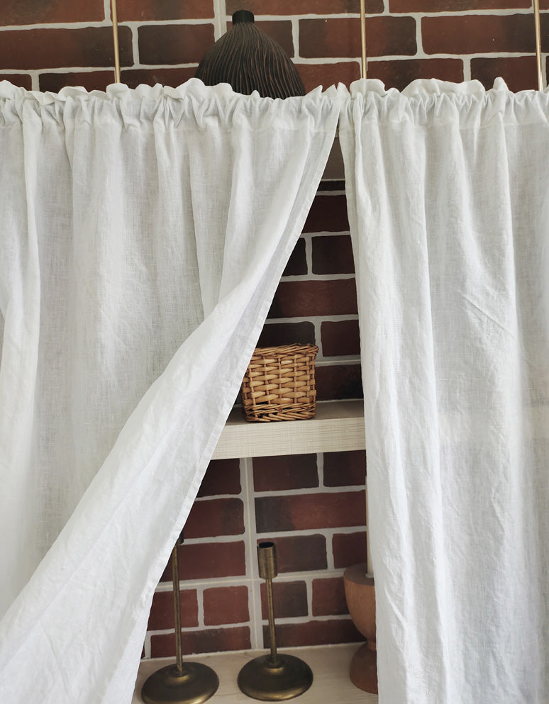 Cortinas de lino con encaje de loto para puerta 