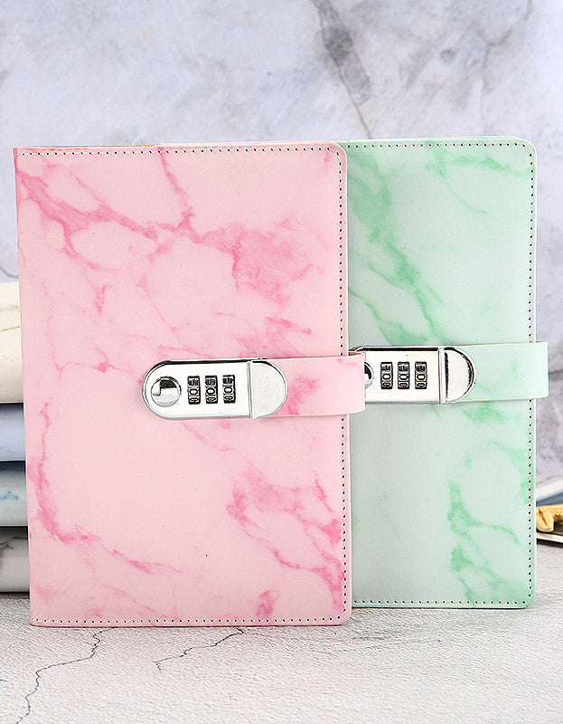 A5 Marble Surface Leather Skin Lock Notebook