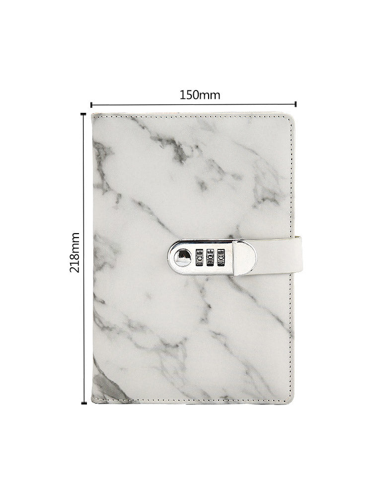 A5 Marble Surface Leather Skin Lock Notebook